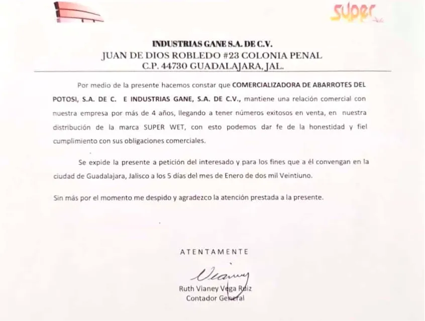 Reconocimiento de Super Wet a CAPOSA